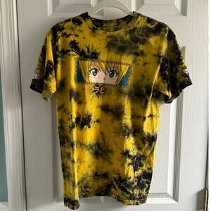 Hunter x Hunter Kurapika Tie Dye Anime Graphic T Shirt Yellow Black Size M
